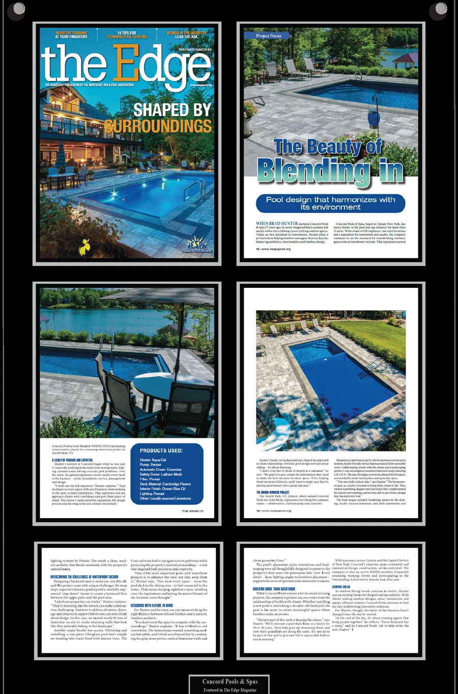 Multi-page spread plaque with cover and feature pages laid out in a grid